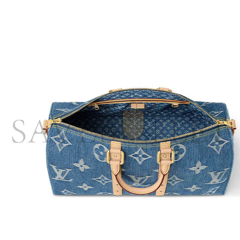 LOUIS VUITTON DENIM KEEPALL BANDOULIERE 45 MONOGRAM BLUE M24315 (45*27*20cm)